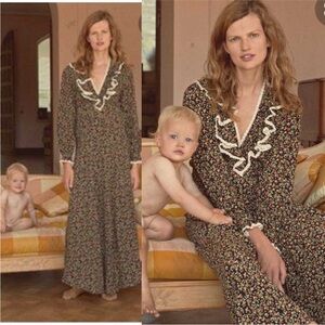 Doen NWOT Eugenie Black Floral Dress - Size XS